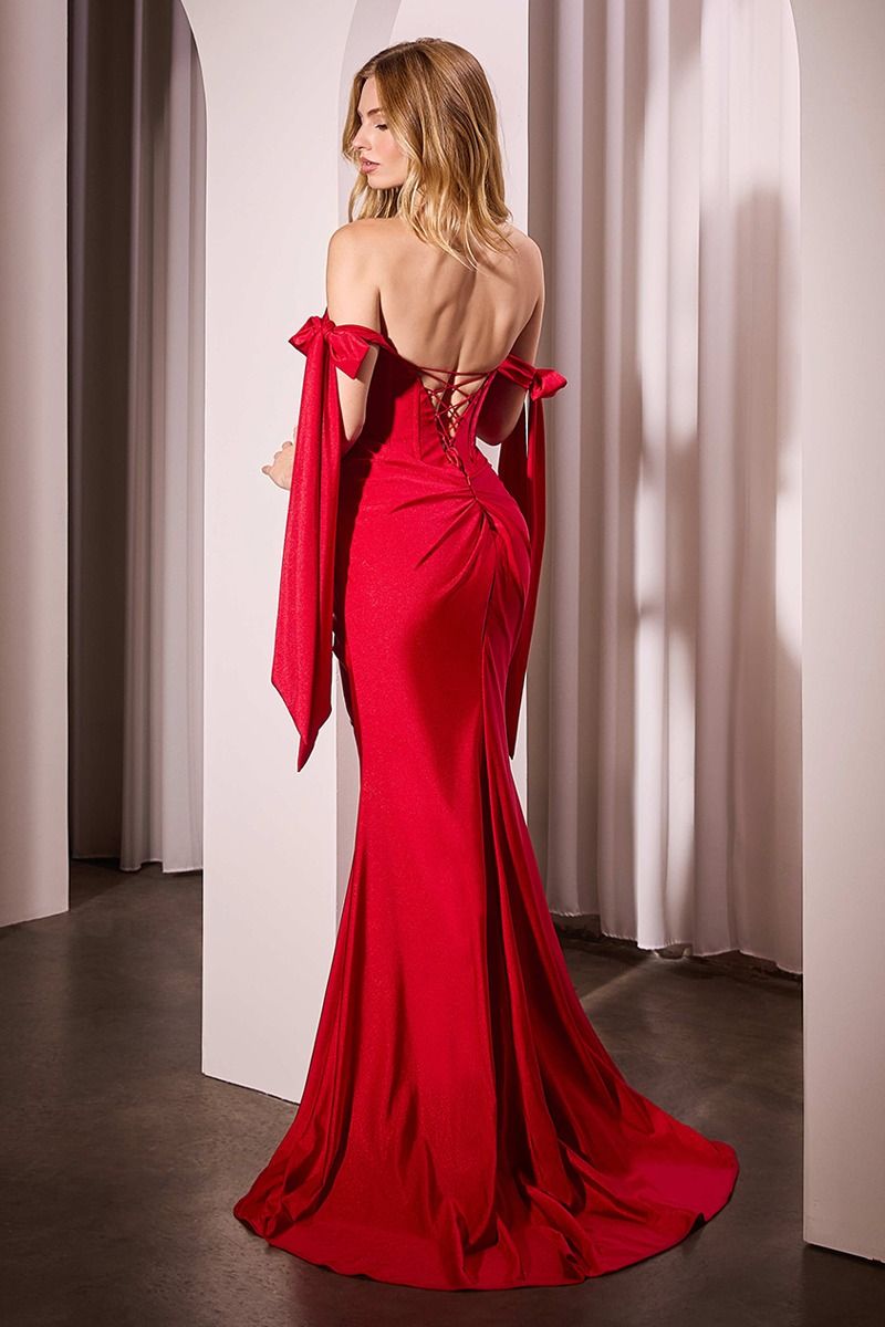Long Formal Slit Corset Prom Dress by LaDivine KV1120 - Red / 8 Long Formal Slit Corset Prom Dress by LaDivine KV1120 - Red / 8