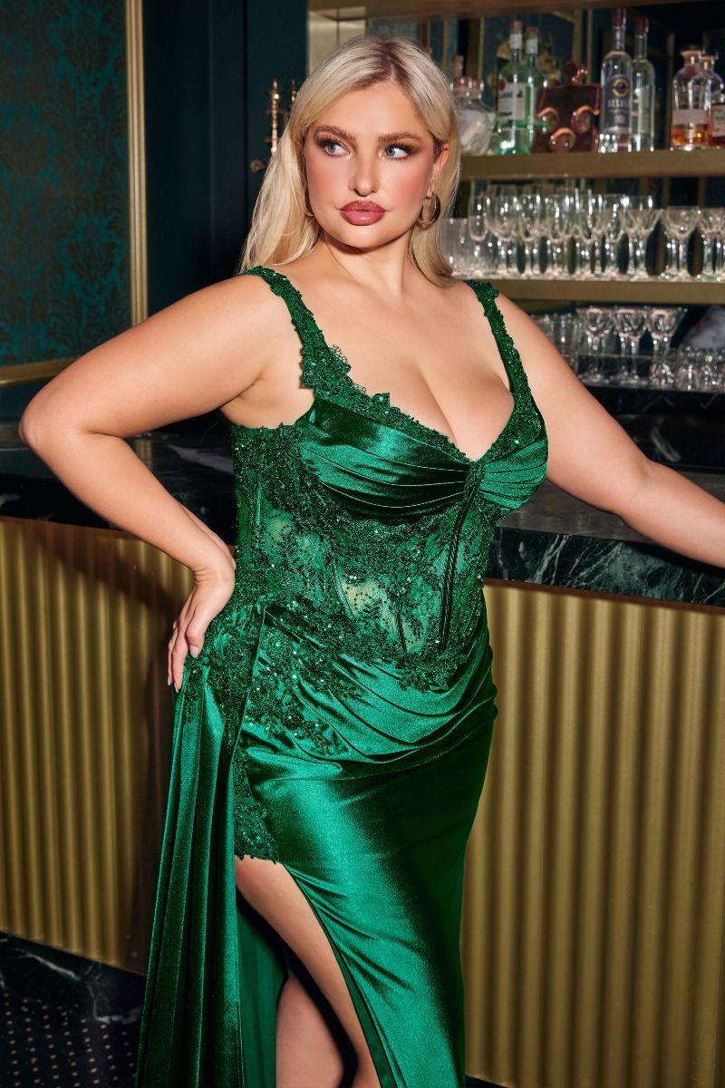 LaDivine KV1125C Plus Size Long Corset Formal Prom Gown