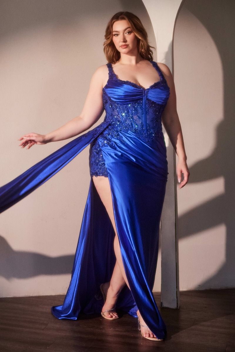 LaDivine KV1125C Plus Size Long Corset Formal Prom Gown