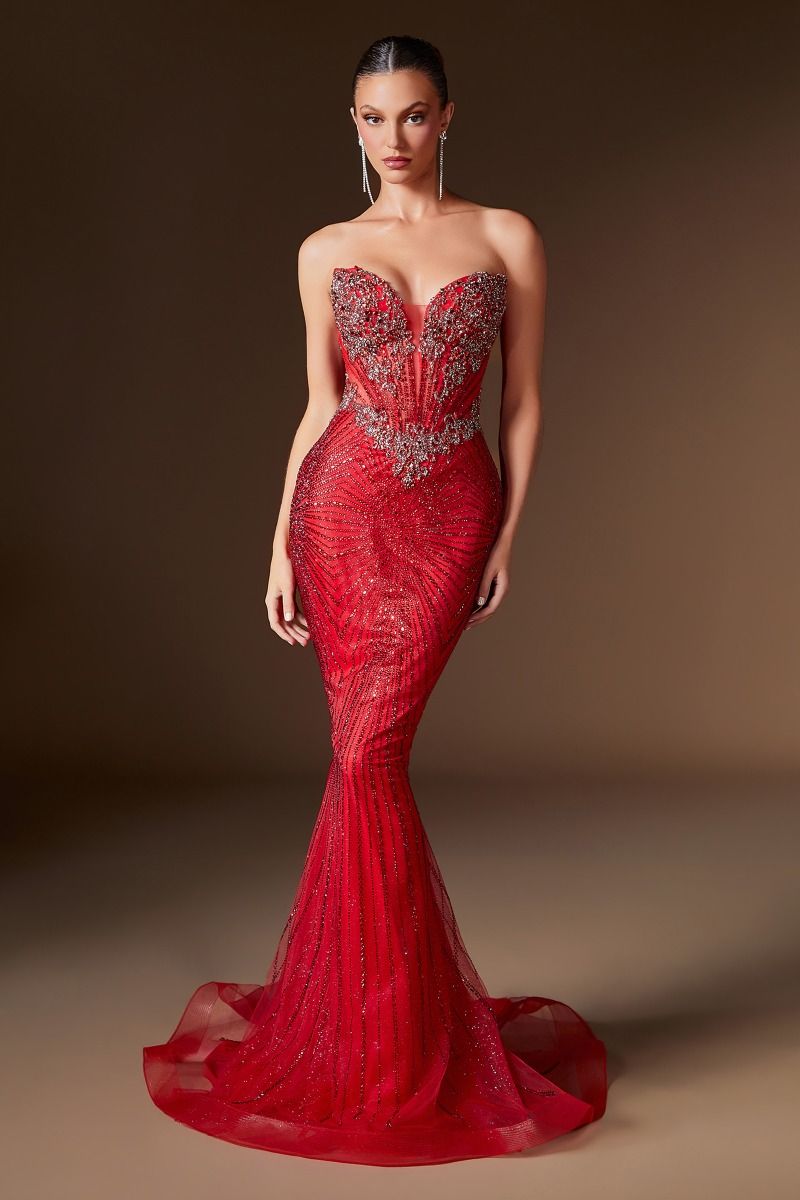 LaDivine KV1129 Mermaid Beaded Formal Long Corset Prom Dress – The Dress Outlet