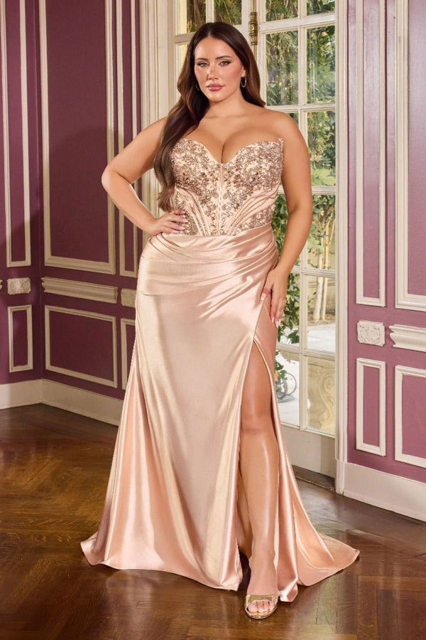LaDivine KV1136C Corset Long Formal Beaded Plus Size Dress – The Dress Outlet