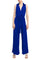 Jumpsuit  Long Formal Collared Tie Waist Jumpsuit Cobalt