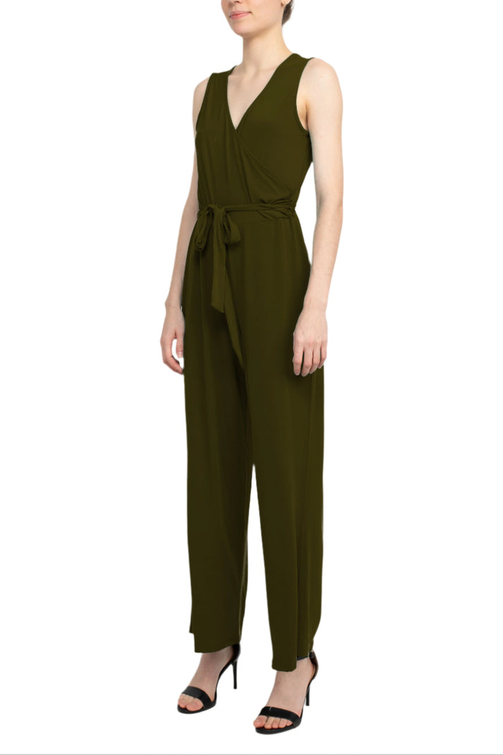 Nina Leonard L9678C Long Formal Tie Waist Jumpsuit