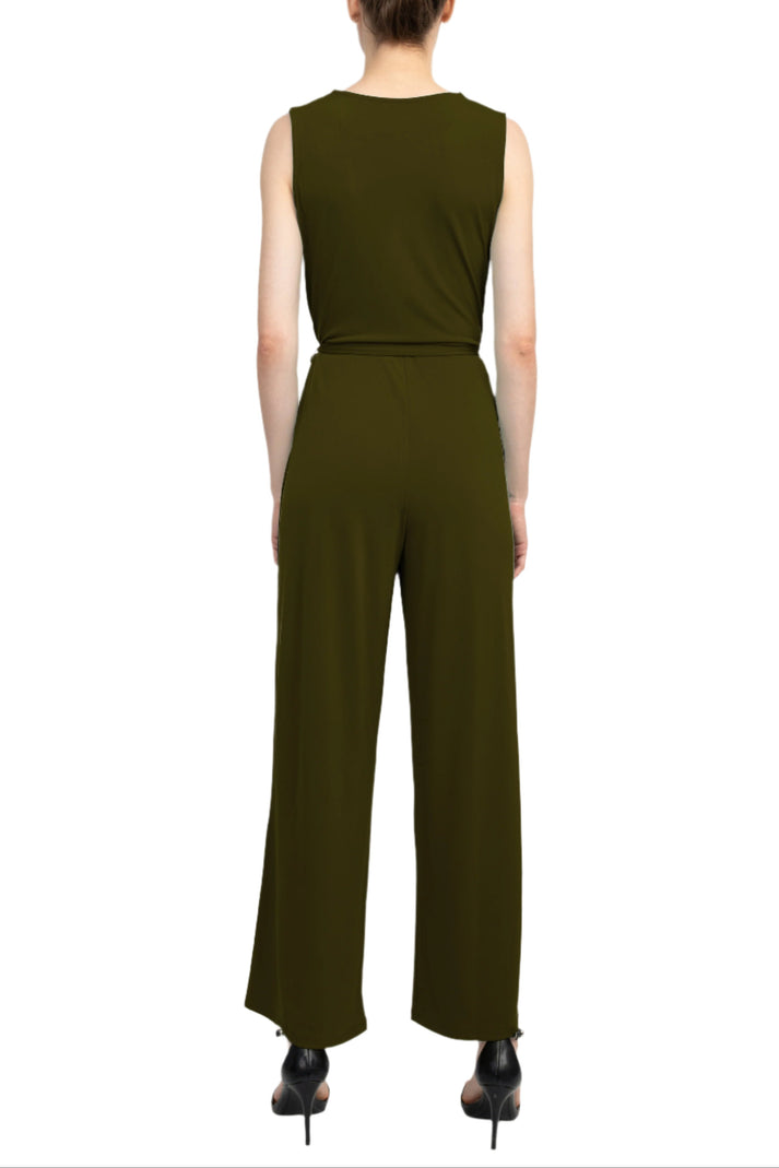 Nina Leonard L9678C Long Formal Tie Waist Jumpsuit
