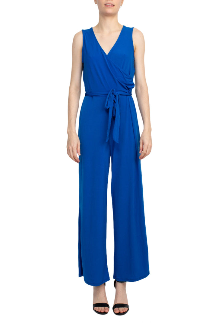Nina Leonard L9678C Long Formal Tie Waist Jumpsuit