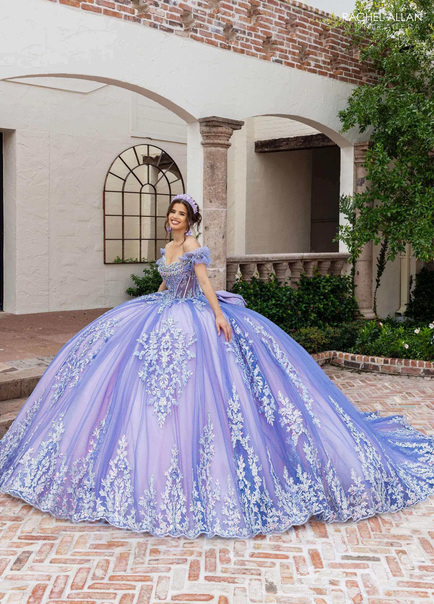 Slate Pink Sweetheart Off the Shoulder Floor Length Glitter Tulle Quinceanera Ball Gown Rachel Allan RQ2240