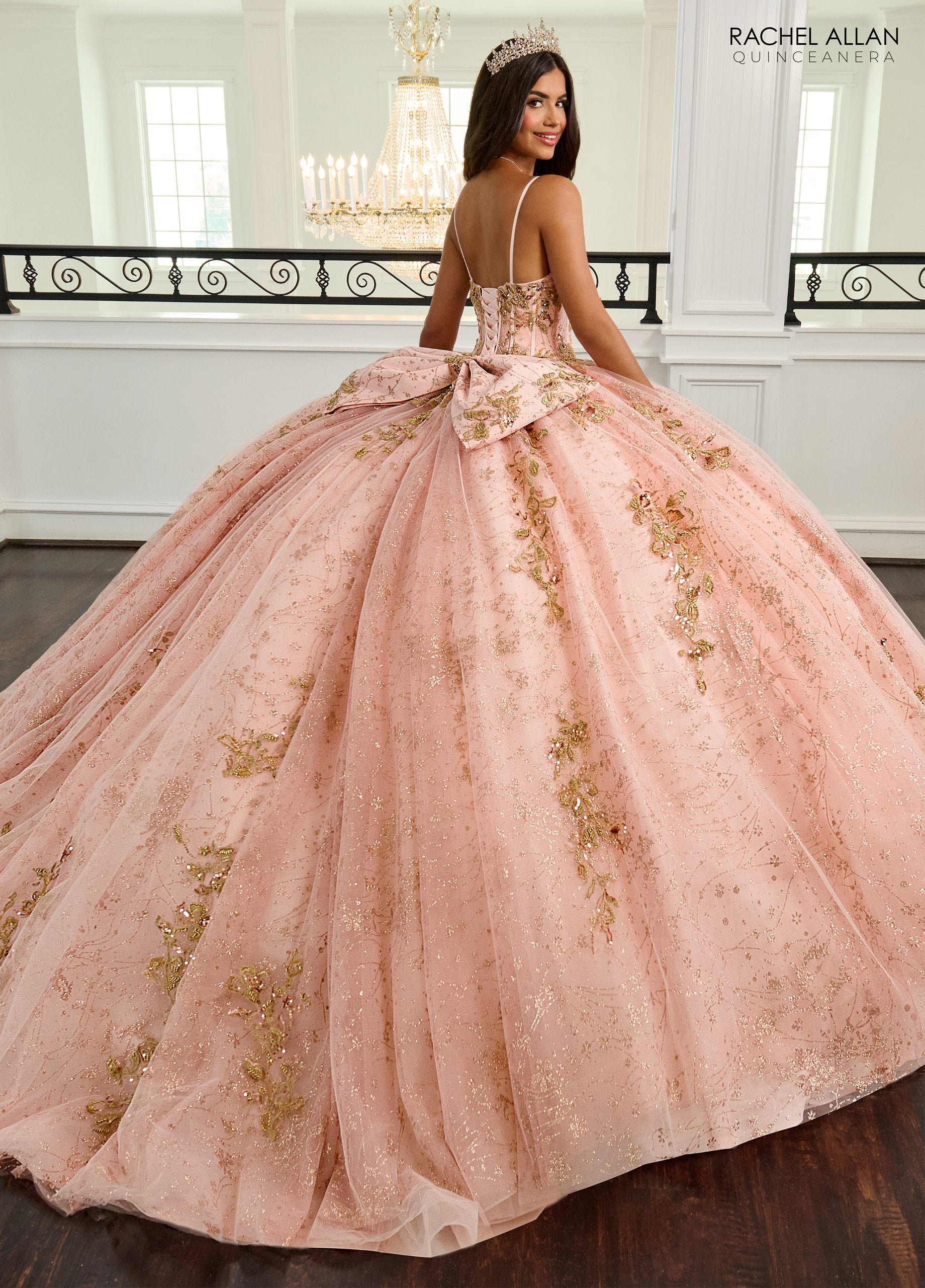 Quinceniera Dresses Ball Gown Long Glitter Quinceanera Dress Blush Gold