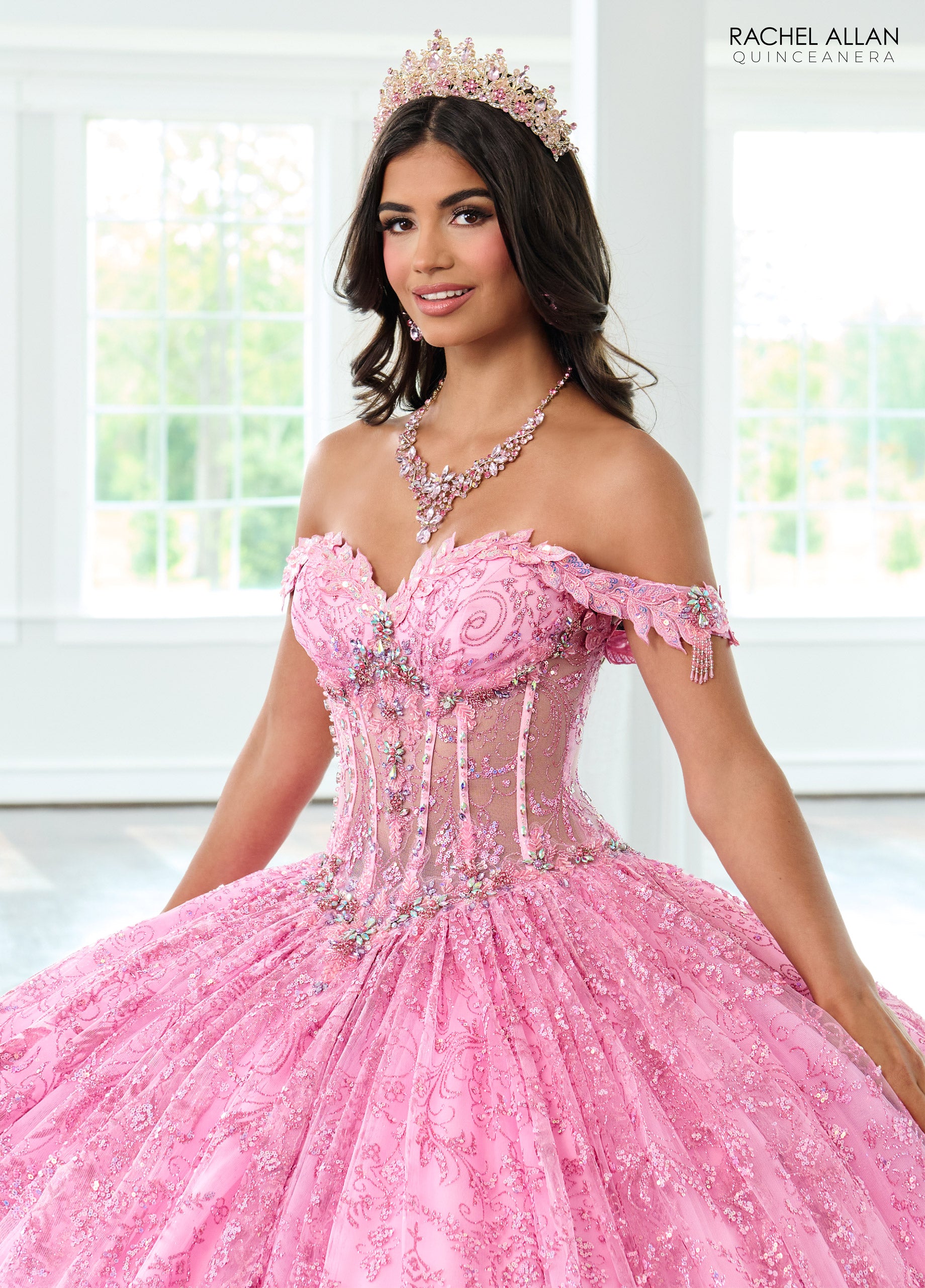Rachel Allan RQ2212 Long Beaded Ball Gown Glitter Quinceanera Dress