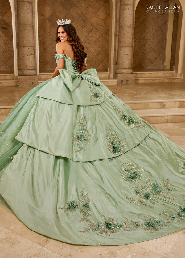 Quinceniera Dresses Long Glitter Ball Gown Lace Quinceanera Dress Sage