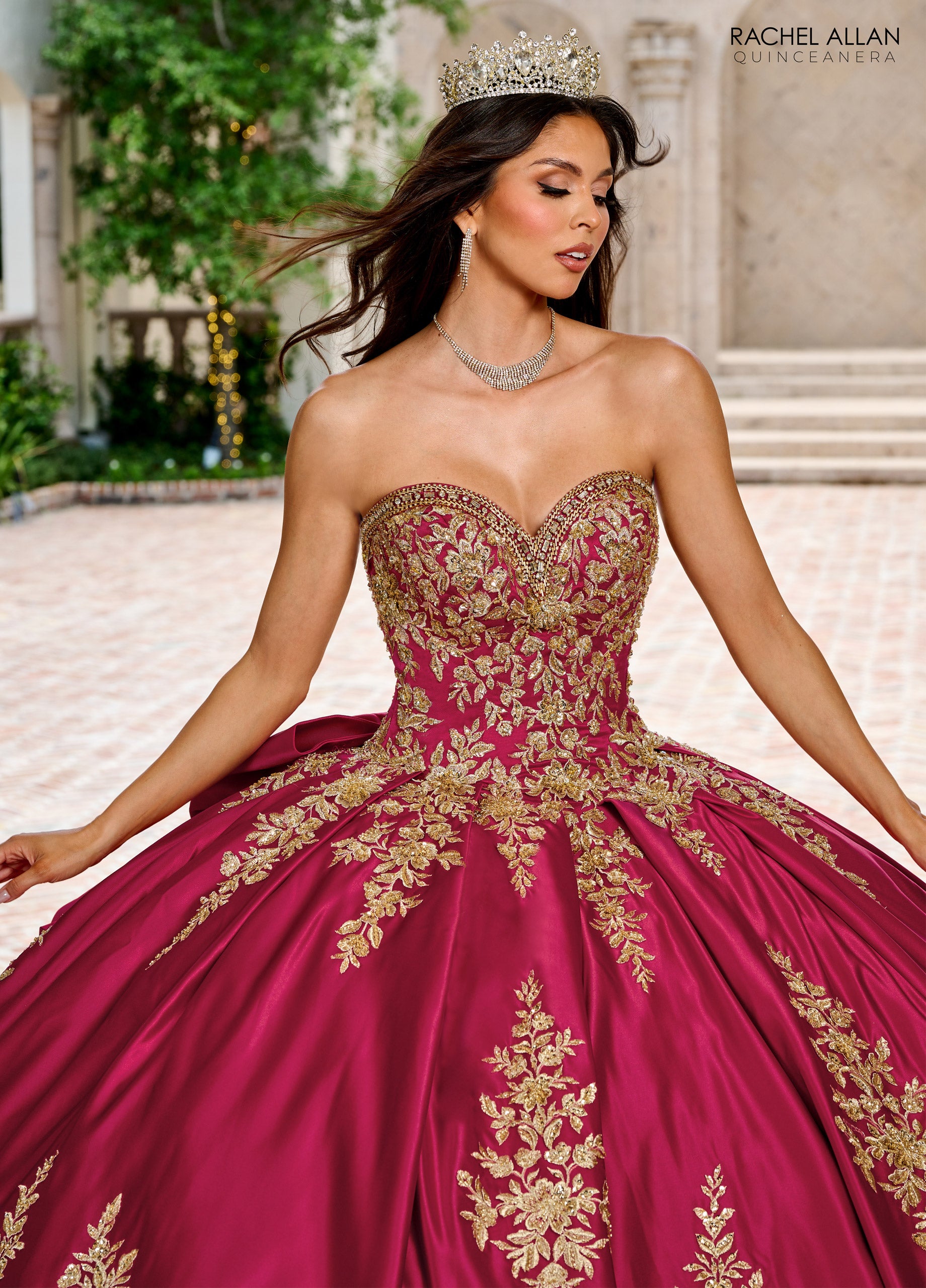 Quinceniera Dresses Beaded Ball Gown Long Quinceanera Dress Burgundy Gold