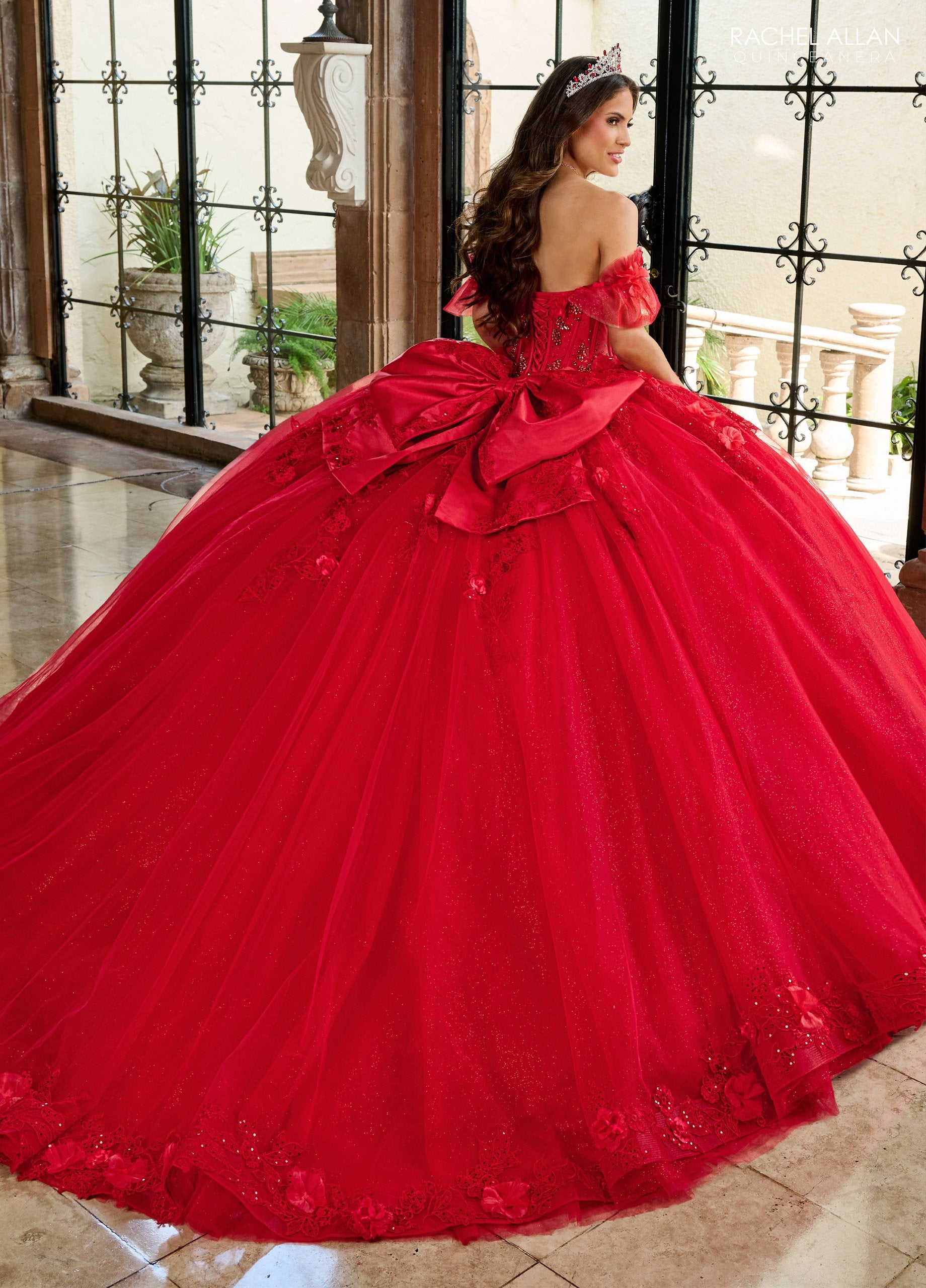 Rachel Allan RQ2220 Sweet 16 Gliiter 3D Long Quinceanera Dress