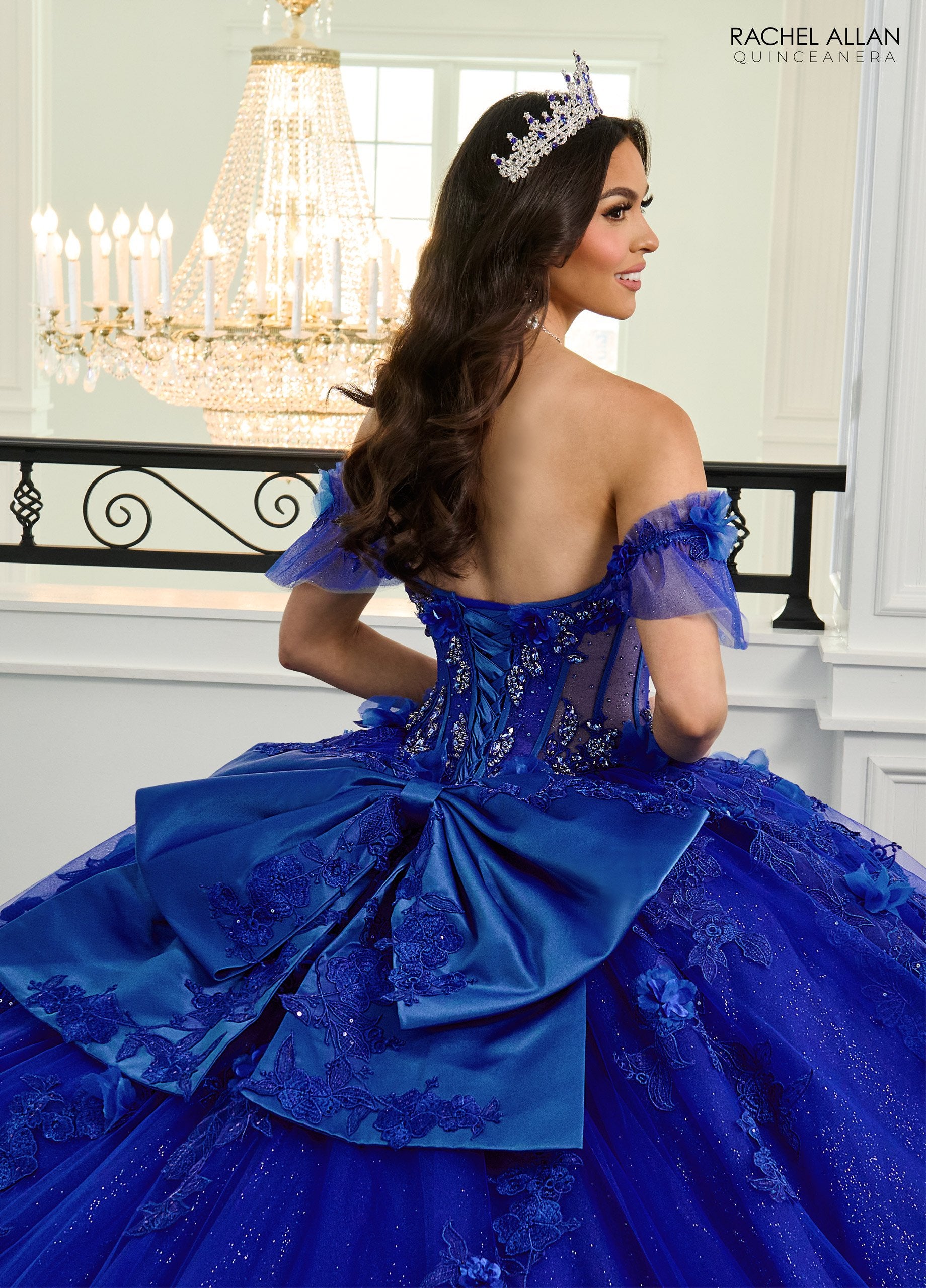 Rachel Allan RQ2220 Sweet 16 Gliiter 3D Long Quinceanera Dress