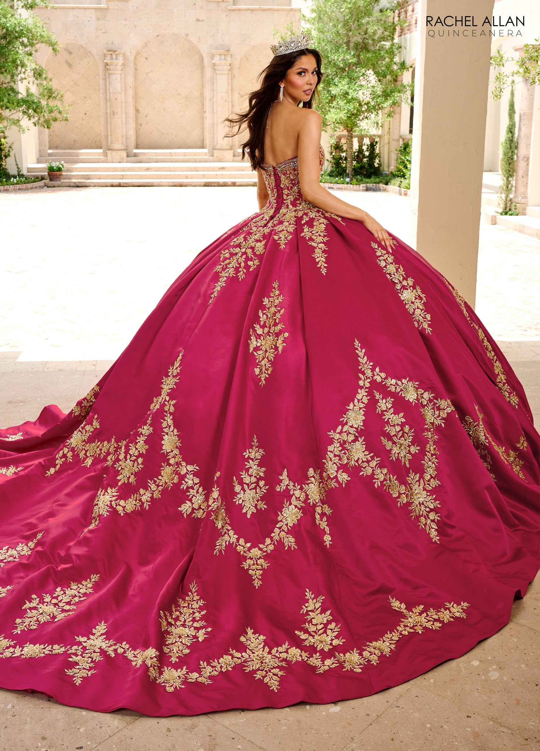 Quinceniera Dresses Beaded Ball Gown Long Quinceanera Dress Burgundy Gold