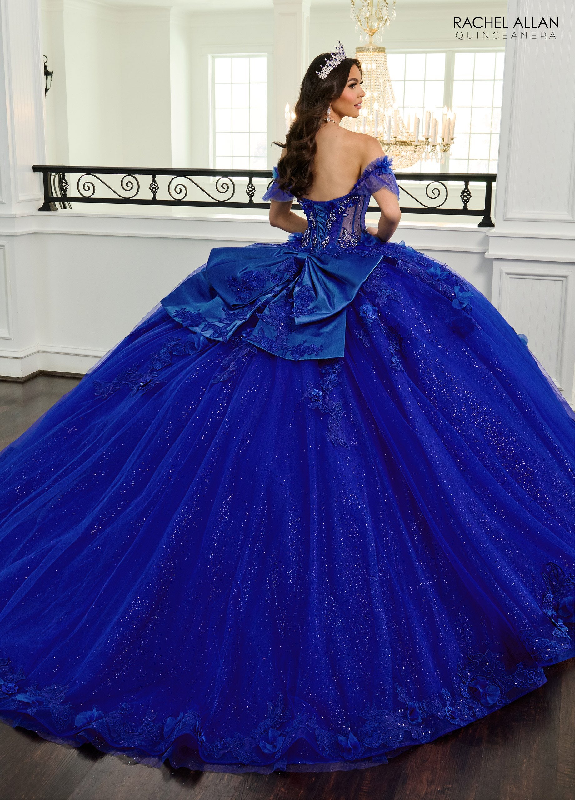 Rachel Allan RQ2220 Sweet 16 Gliiter 3D Long Quinceanera Dress