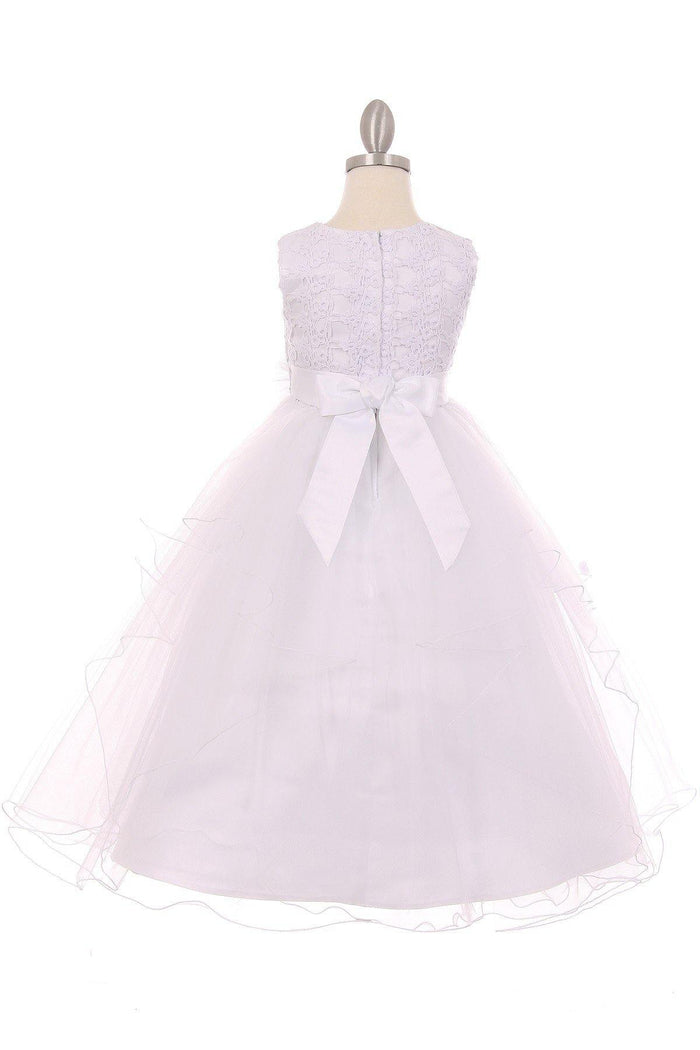 Lace and Pearl Tulle Flower Girls Dress - The Dress Outlet Cinderella Couture