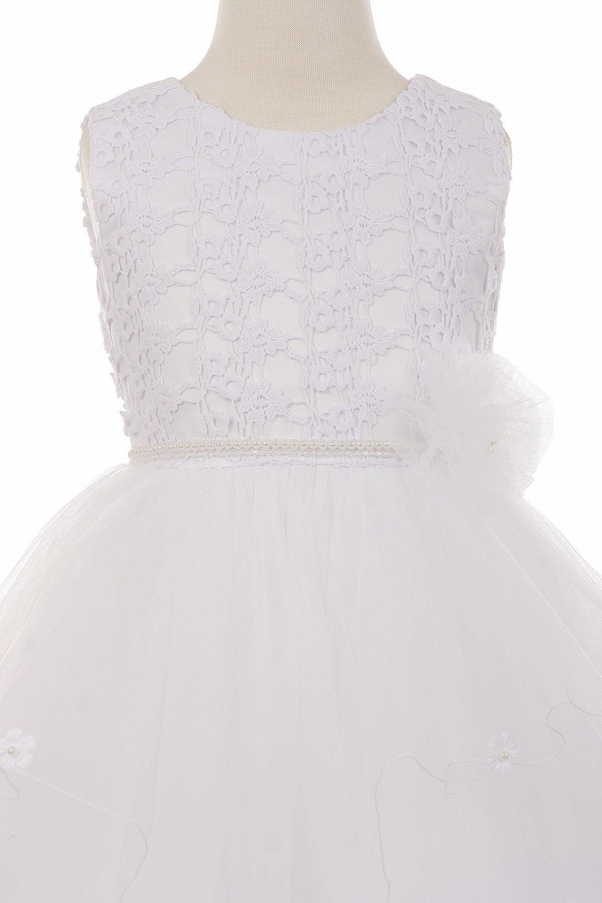 Lace and Pearl Tulle Flower Girls Dress - The Dress Outlet Cinderella Couture
