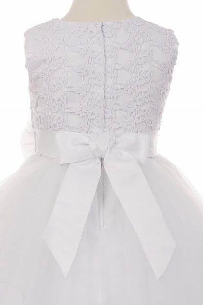 Lace and Pearl Tulle Flower Girls Dress - The Dress Outlet Cinderella Couture