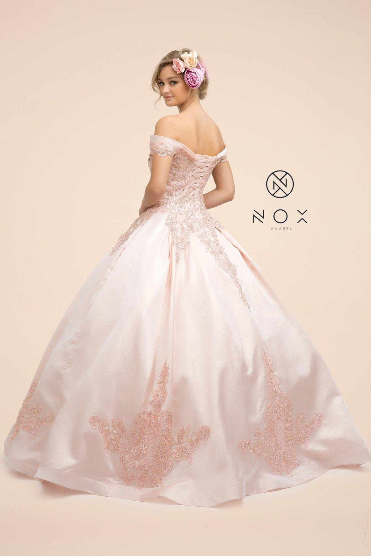 Lace Applique Ball Gown Long Prom Dress - The Dress Outlet Nox Anabel