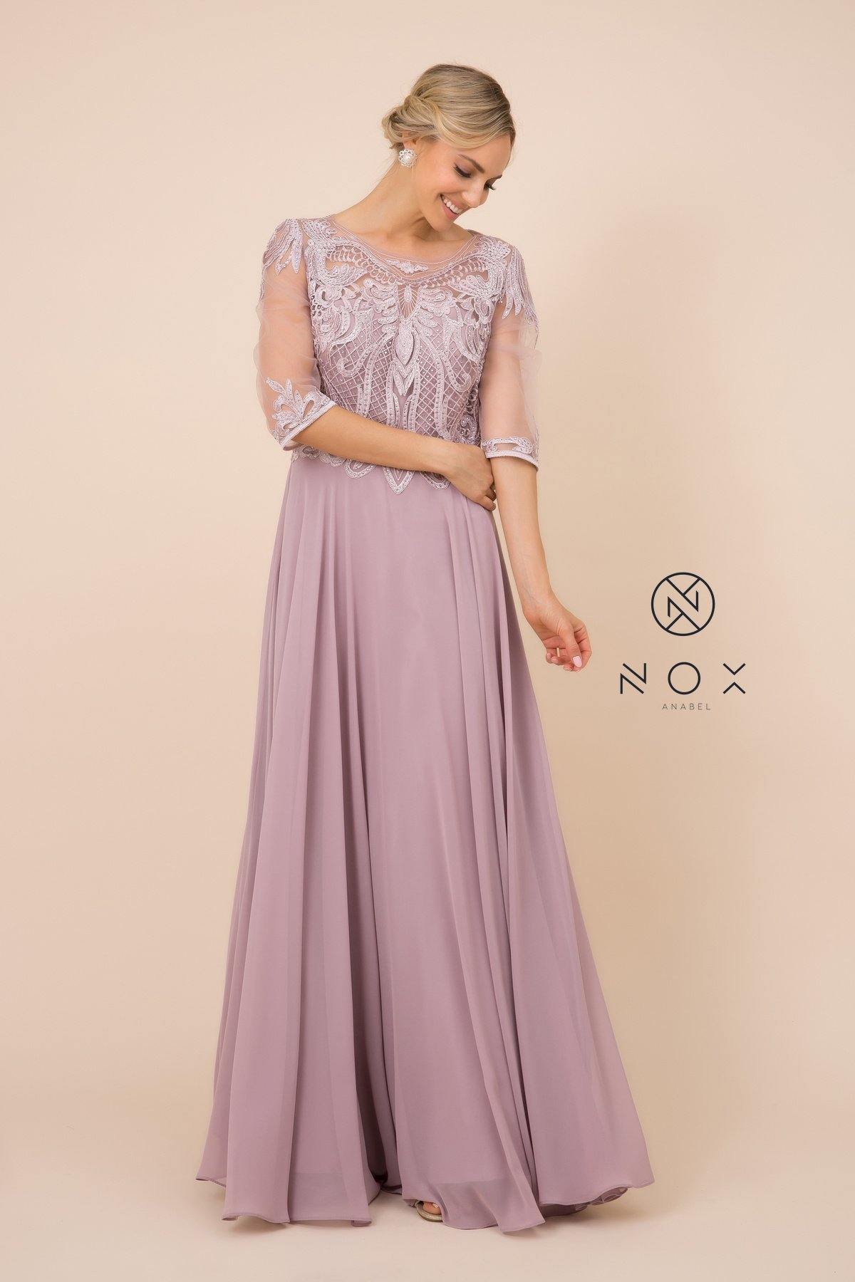 Lace Applique Chiffon Long Gown Formal