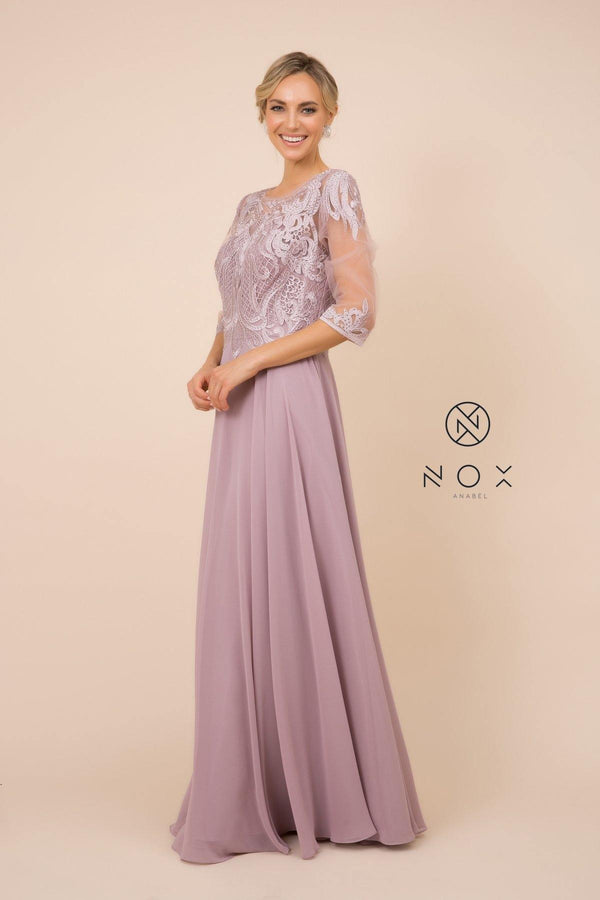 Elegant Applique Chiffon Lace Long Evening Dress