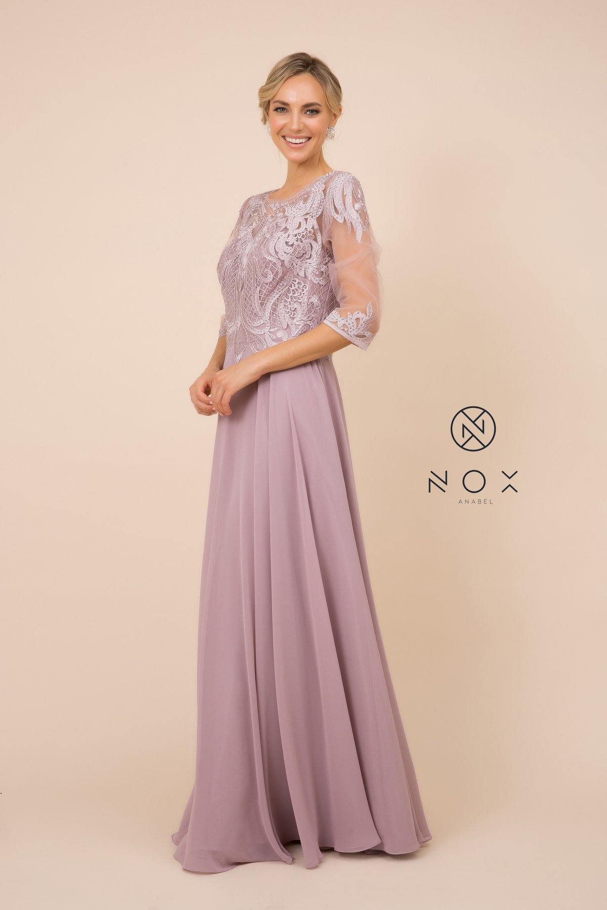 Lace Applique Chiffon Long Gown Formal