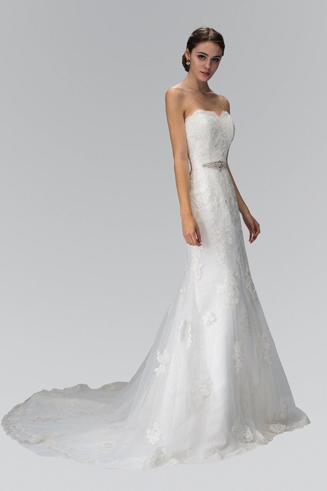 Lace Appliques Long Wedding Dress - The Dress Outlet Elizabeth K
