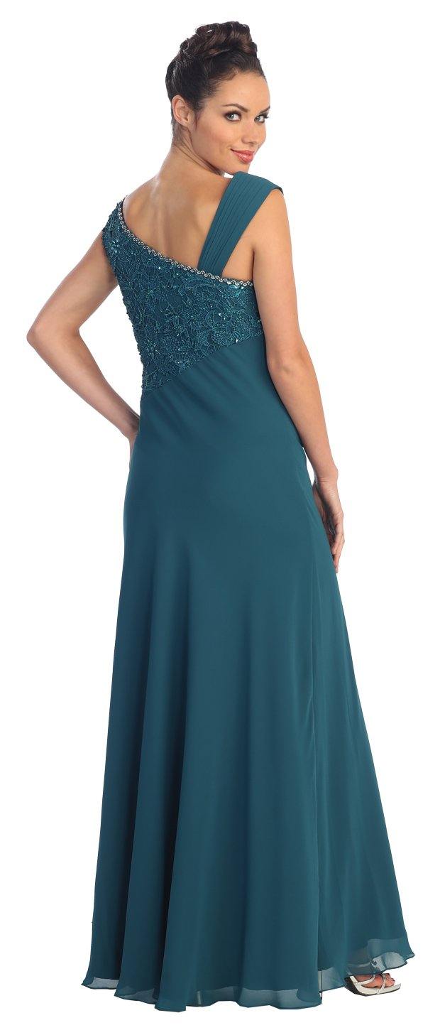 Lace Embellished Bodice Chiffon Long Formal Dress