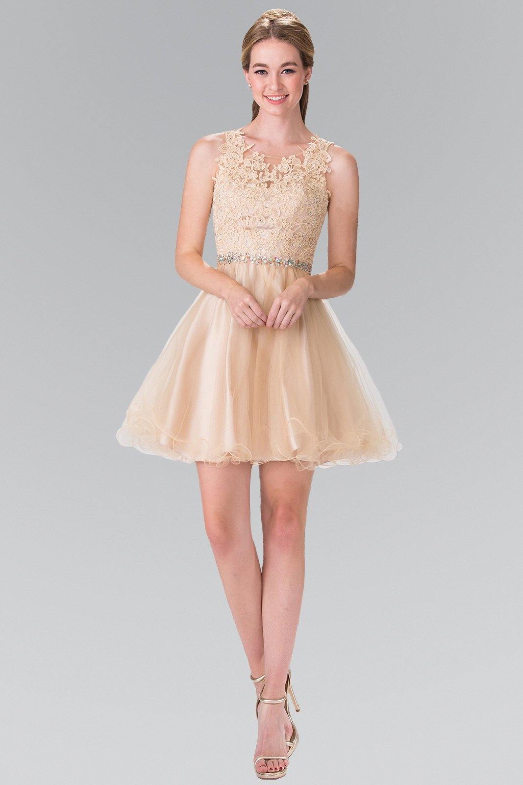 Lace Illusion Top A Line Short Graduation Dress Cocktail Lace Illusion Top A Line Short Graduation Dress Cocktail