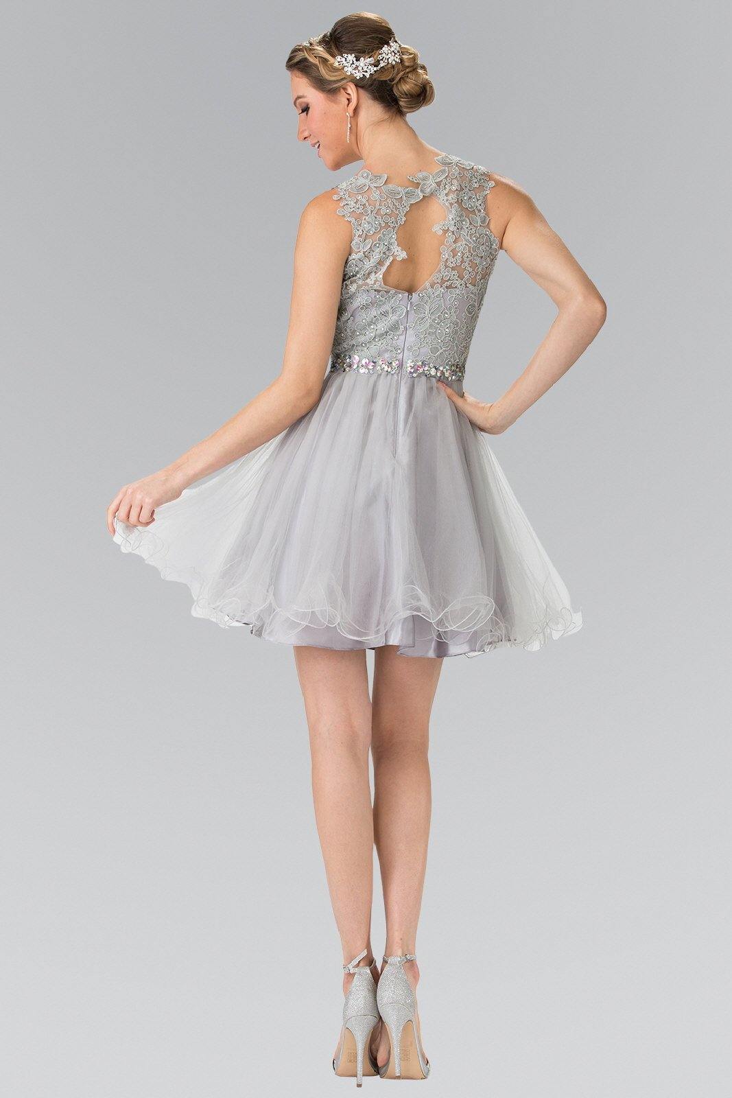 Mauve Lace Illusion Top A-line Short Dress Cocktail for $112.99 – The