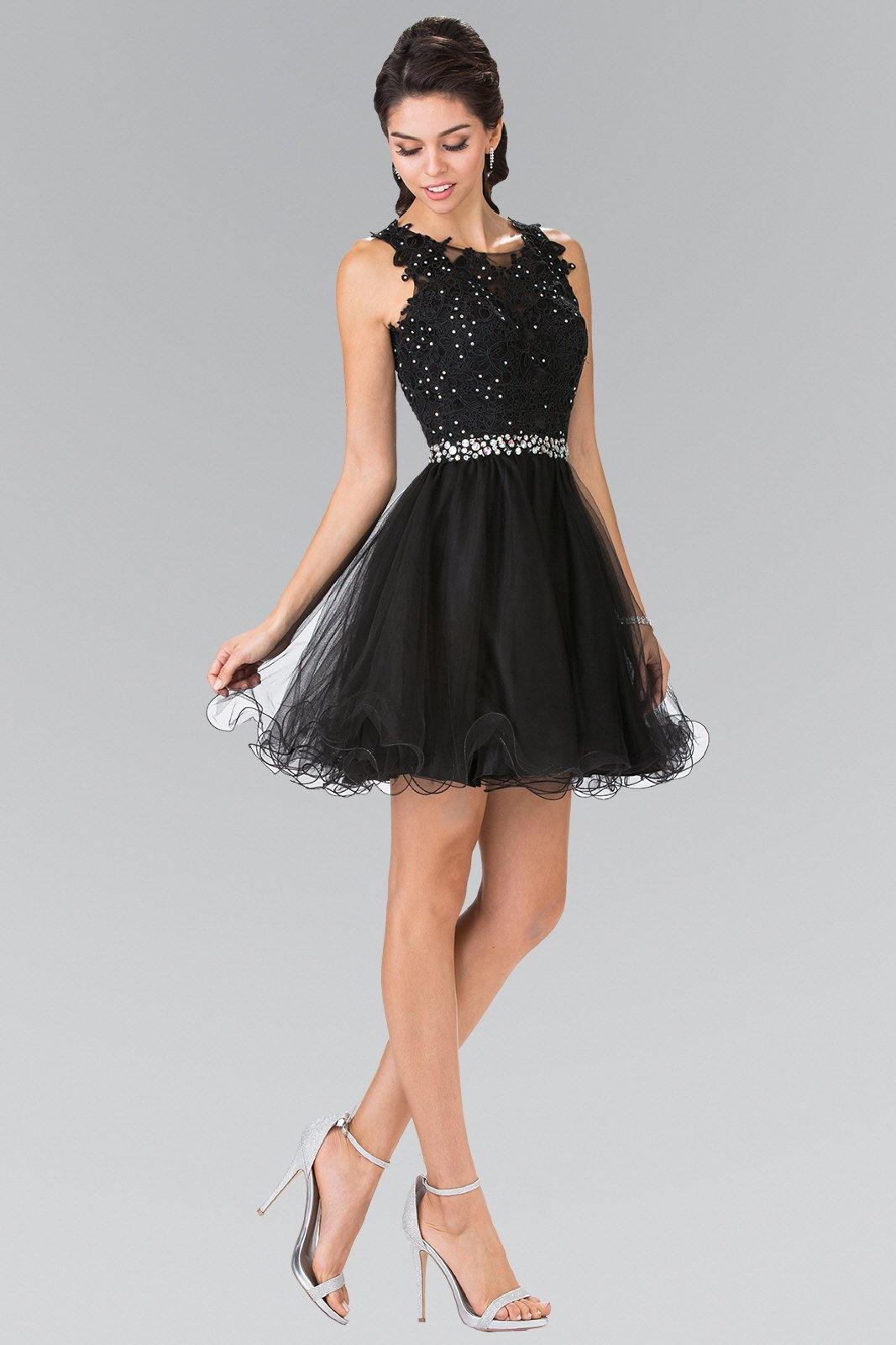 Lace Illusion Top A Line Short Graduation Dress Cocktail - Snow White / L Lace Illusion Top A Line Short Graduation Dress Cocktail - Snow White / L