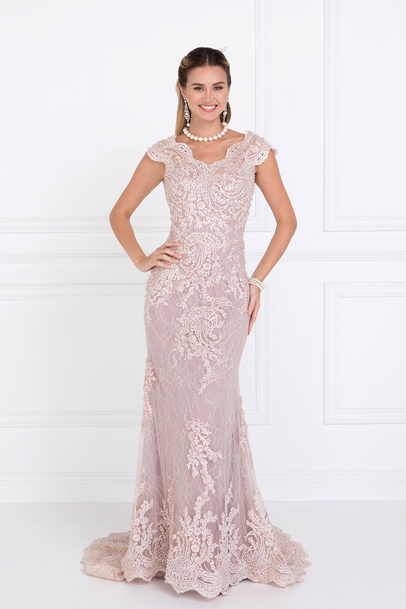 Lace Mermaid Long Prom Formal Dress - The Dress Outlet Elizabeth K