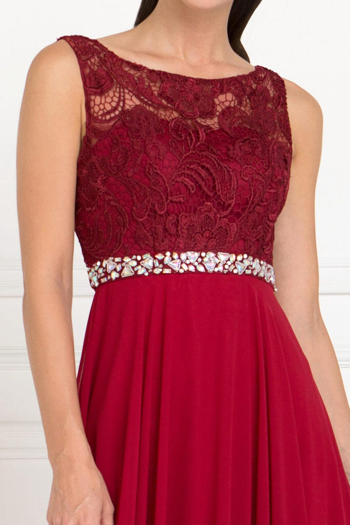 Lace Top Chiffon BUTTON Long Dresses Tangerine