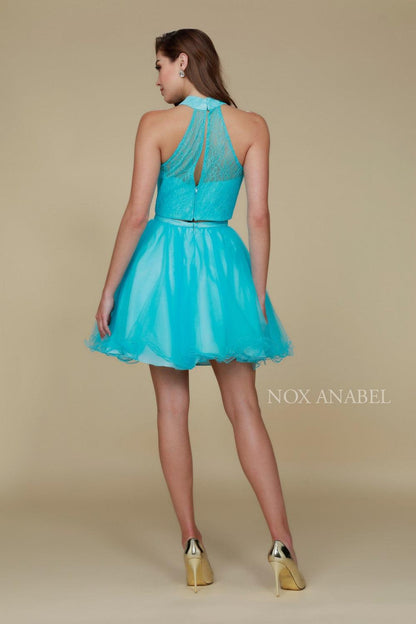 Laced Two Piece Sexy Homecoming Dress - The Dress Outlet Nox Anabel