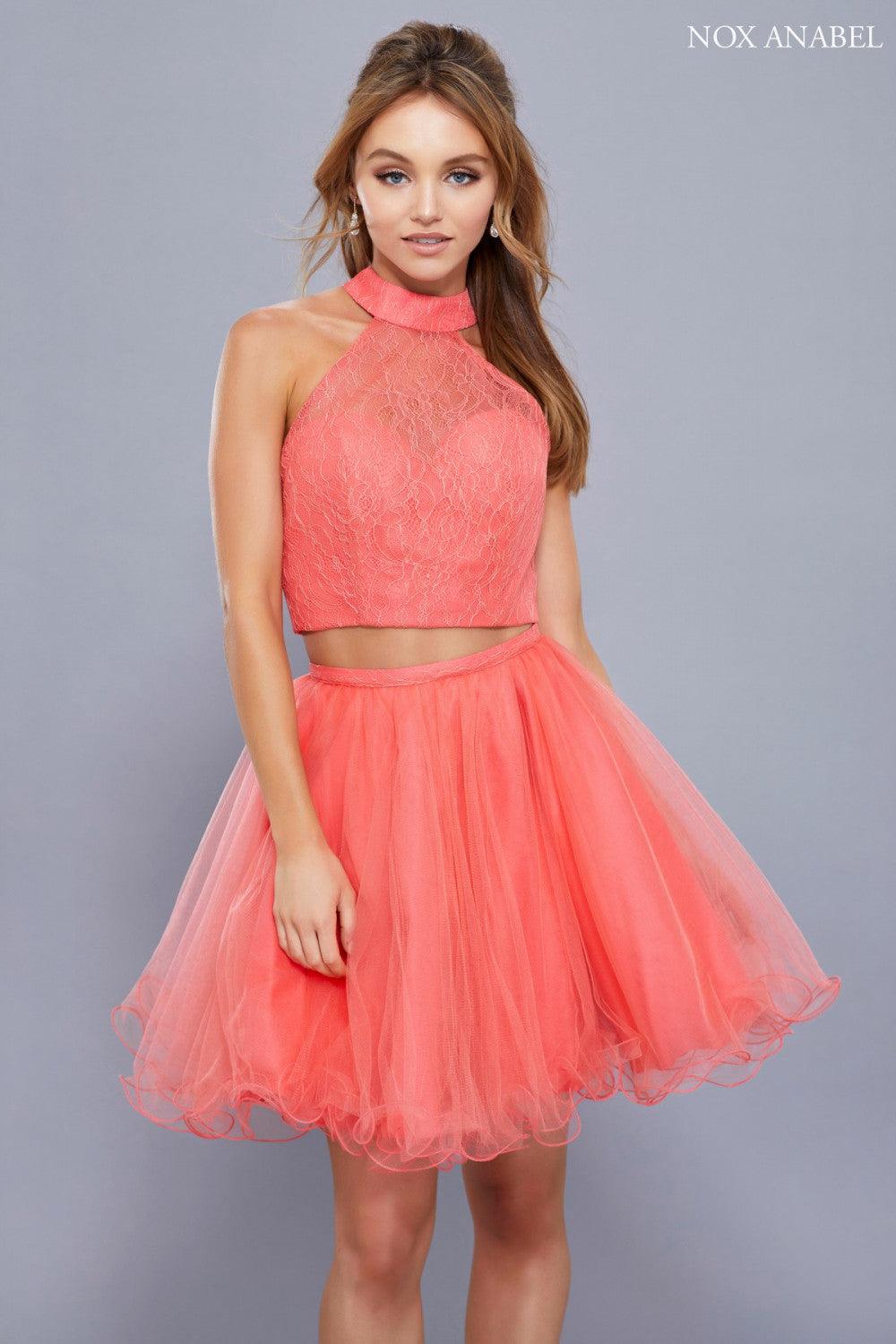 Laced Two Piece Sexy Homecoming Dress