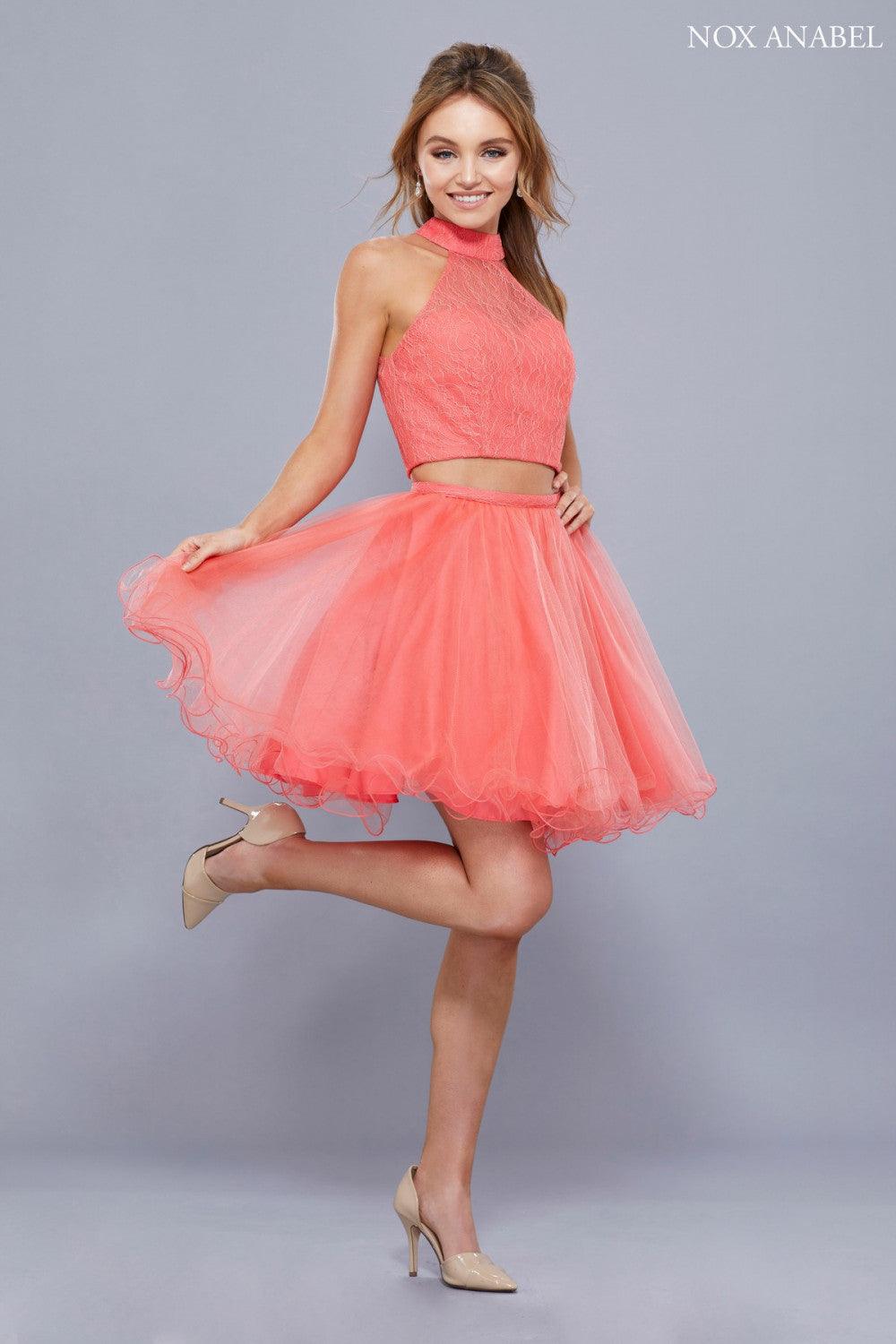 Laced Two Piece Sexy Homecoming Dress