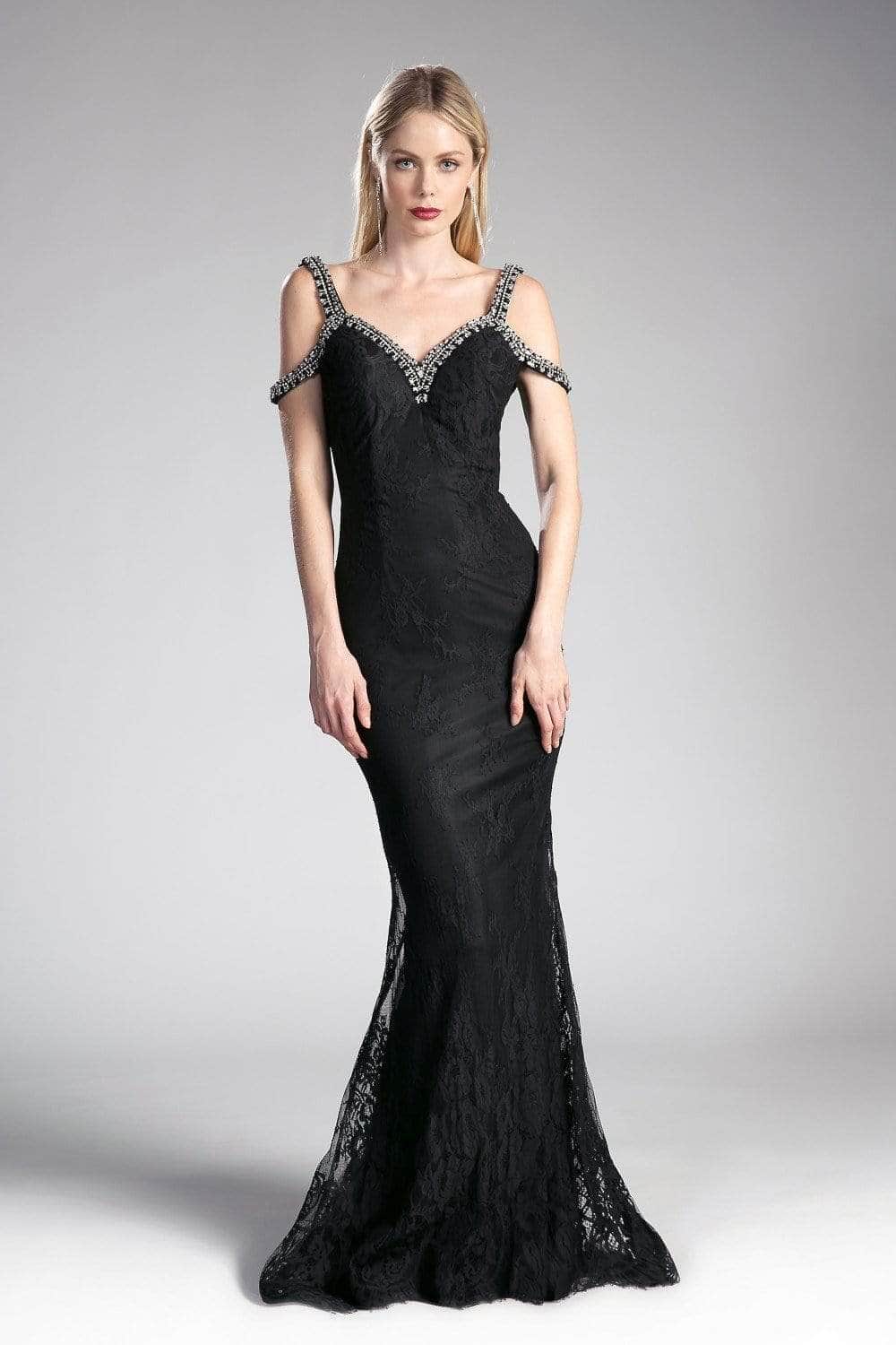 V-Neck Floor-Length Lace Evening Mermaid LaDivine 13112A