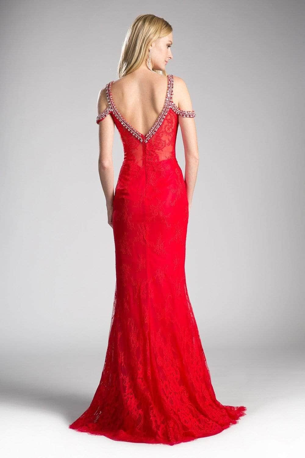 V-Neck Floor-Length Lace Evening Mermaid LaDivine 13112A