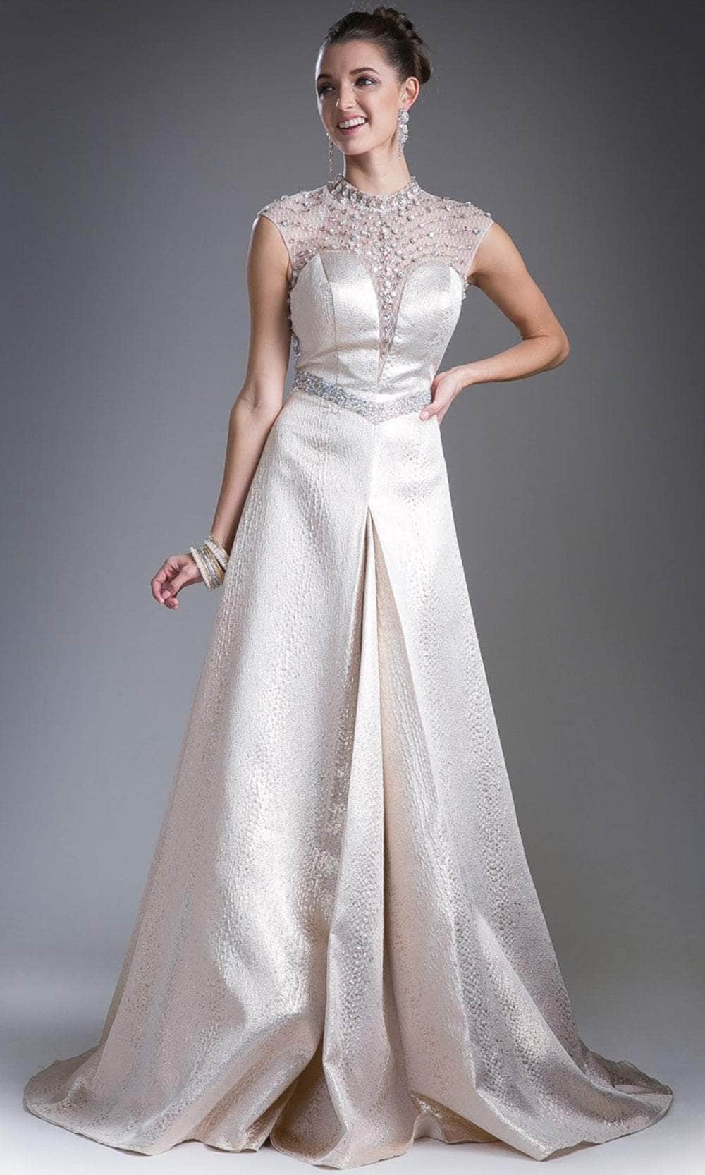 Illusion Floor-Length Satin Formal A-Line LaDivine 13557