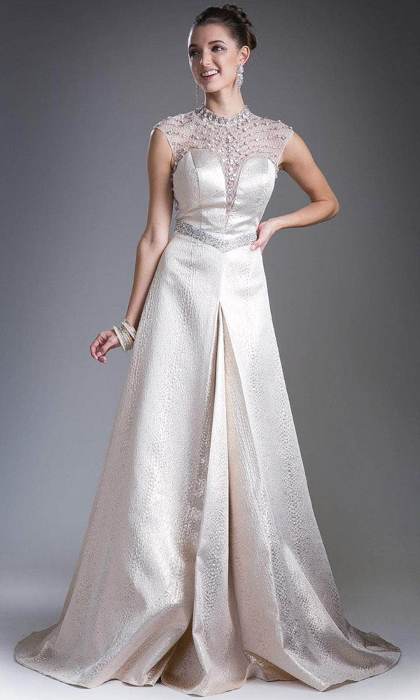 Illusion Floor-Length Satin Formal A-Line LaDivine 13557