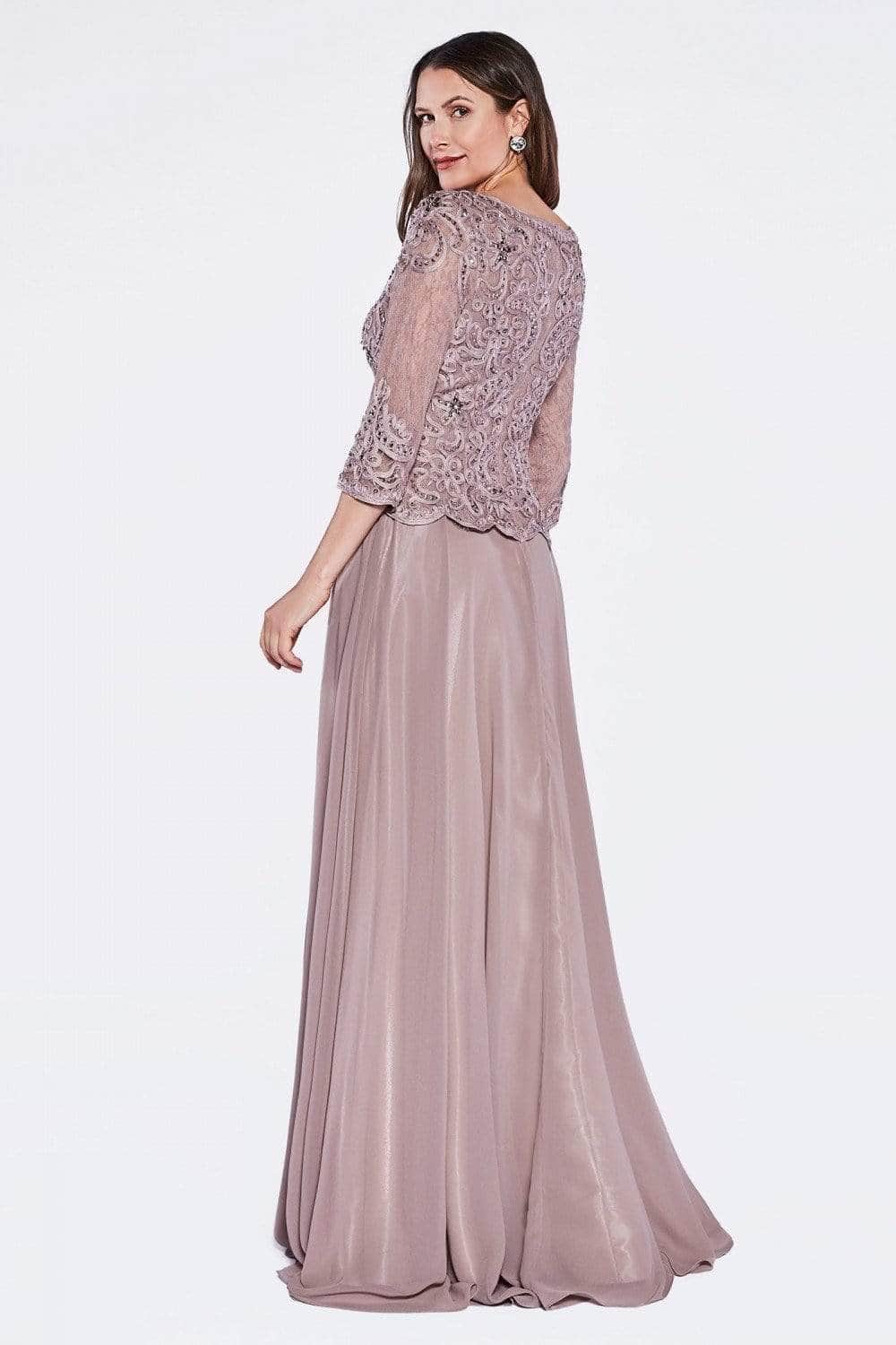 Crew/High-Neck Floor-Length Lace Evening A-Line LaDivine 14327