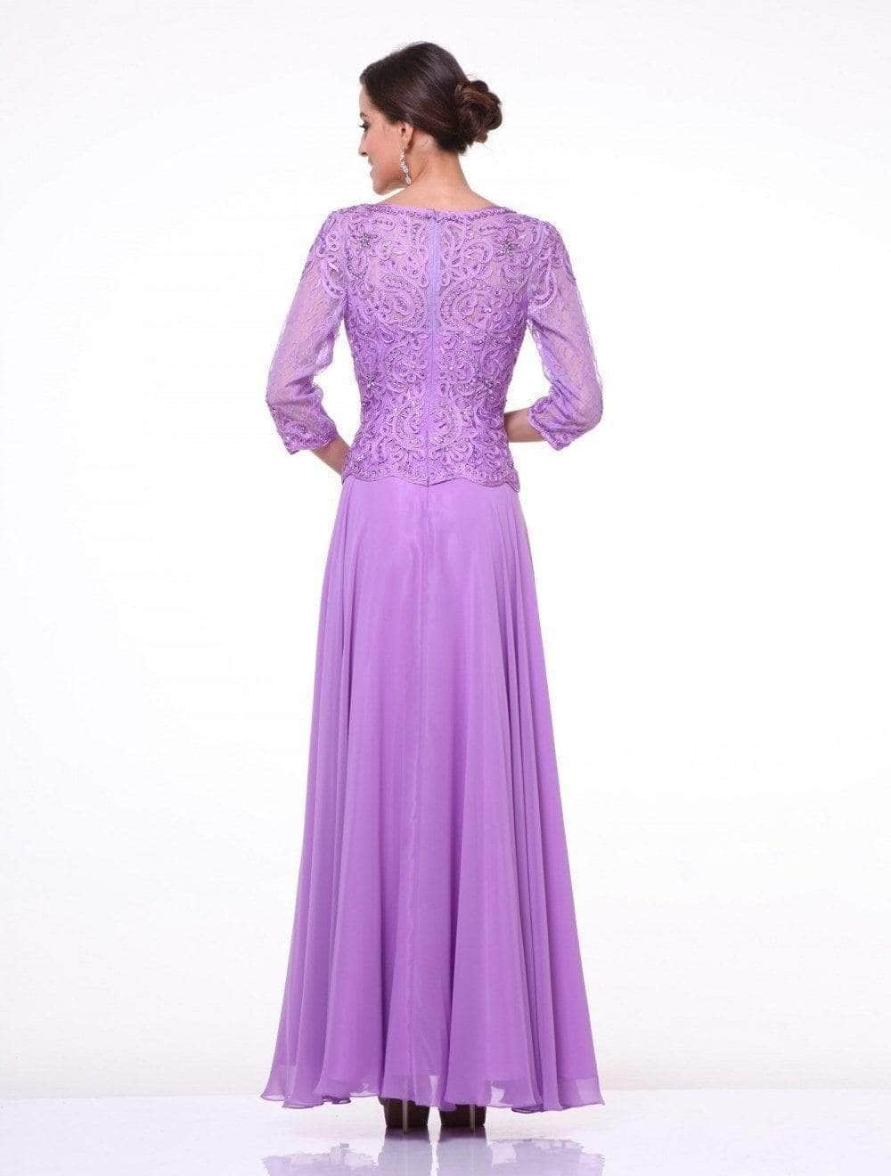 Crew/High-Neck Floor-Length Lace Evening A-Line LaDivine 14327