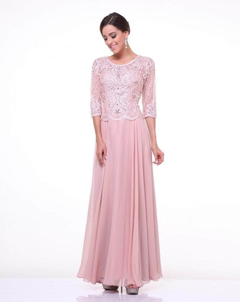 Crew/High-Neck Floor-Length Lace Evening A-Line LaDivine 14327