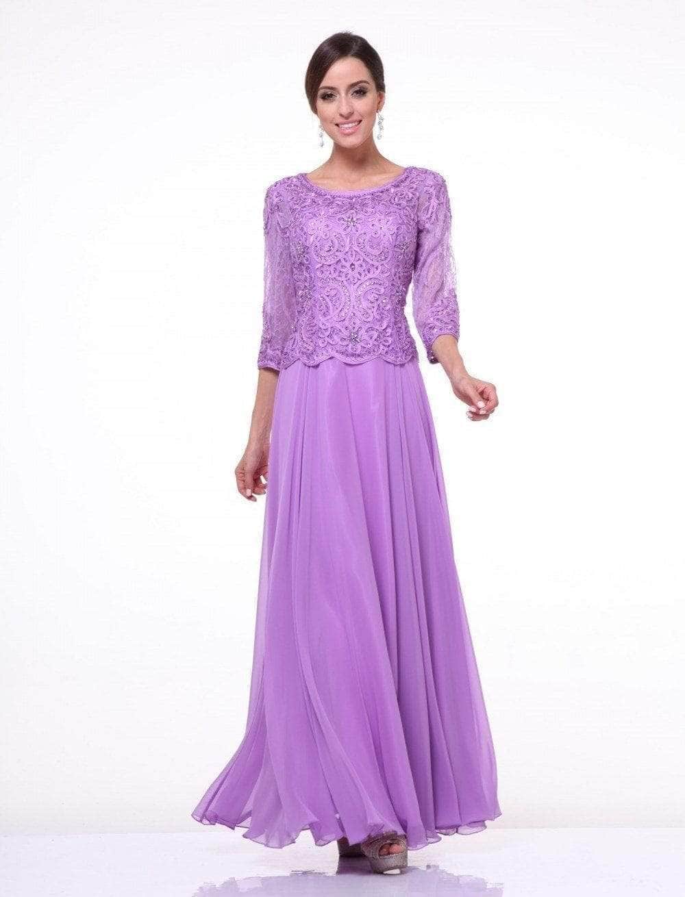 Crew/High-Neck Floor-Length Lace Evening A-Line LaDivine 14327