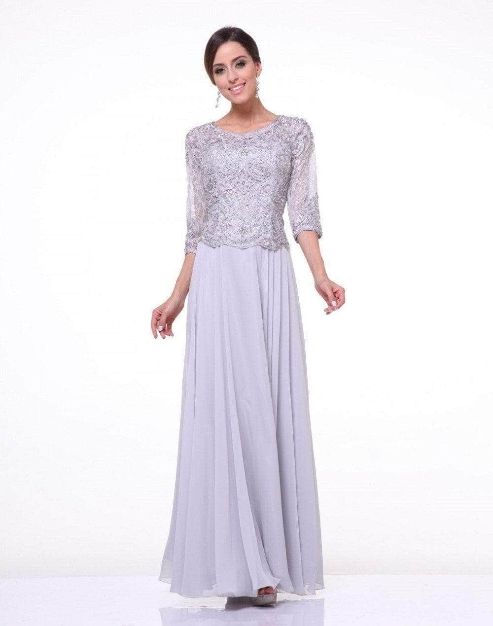 Crew/High-Neck Floor-Length Lace Evening A-Line LaDivine 14327