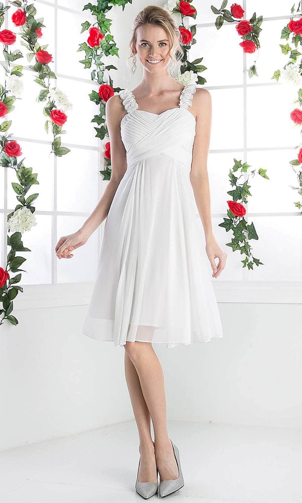 Scoop Knee-Length Chiffon Wedding A-Line LaDivine 3801