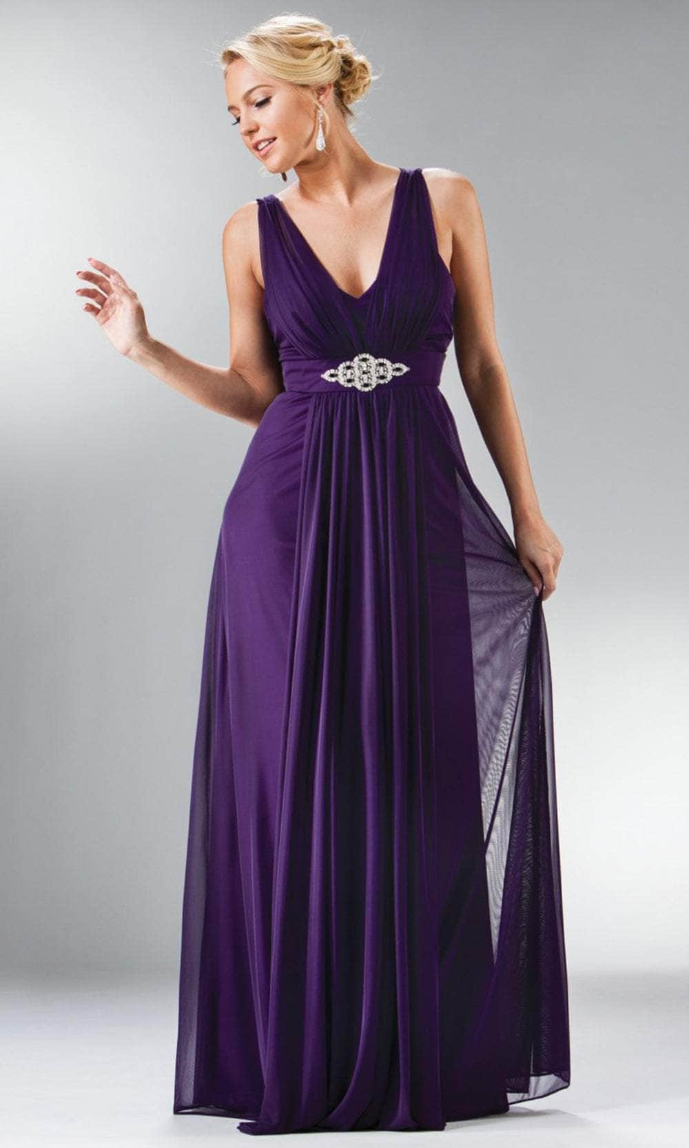 V-Neck Floor-Length Chiffon Evening A-Line LaDivine 3914
