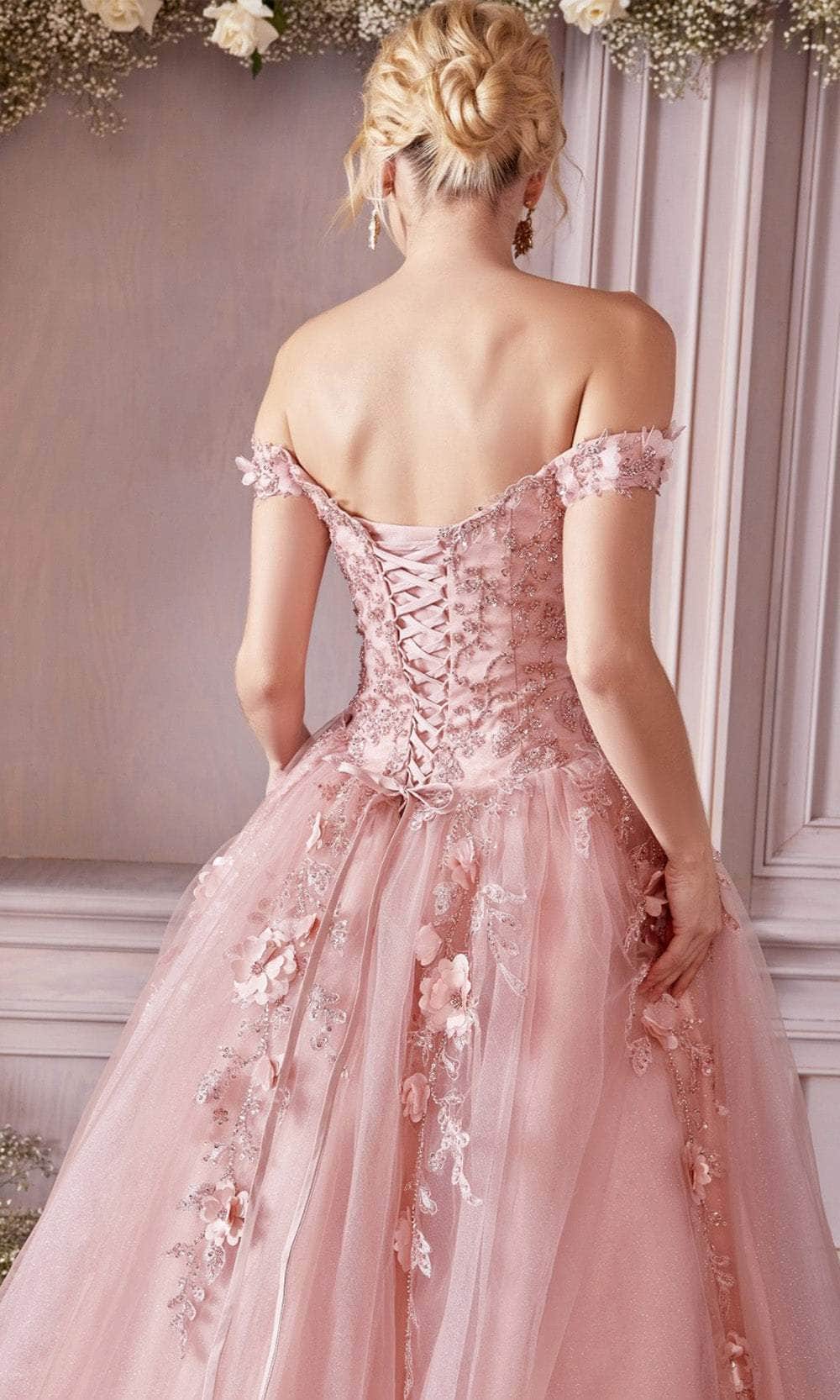 Quinceañera Dresses Floral Sequin Embellished Long Quinceañera Ball Gown Rose Gold