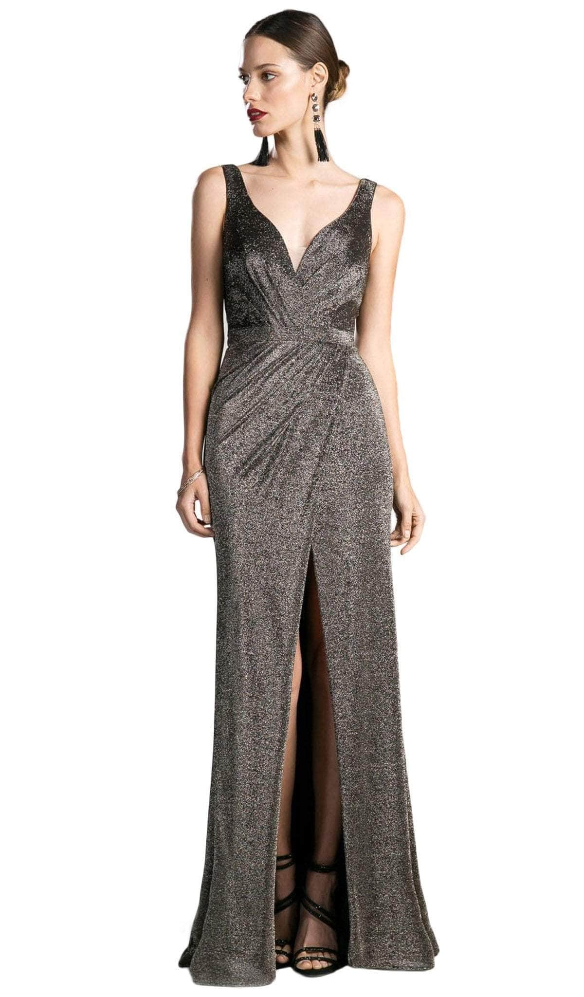 V-Neck Floor-Length Sequin Occasion Fit & Flare LaDivine CH551