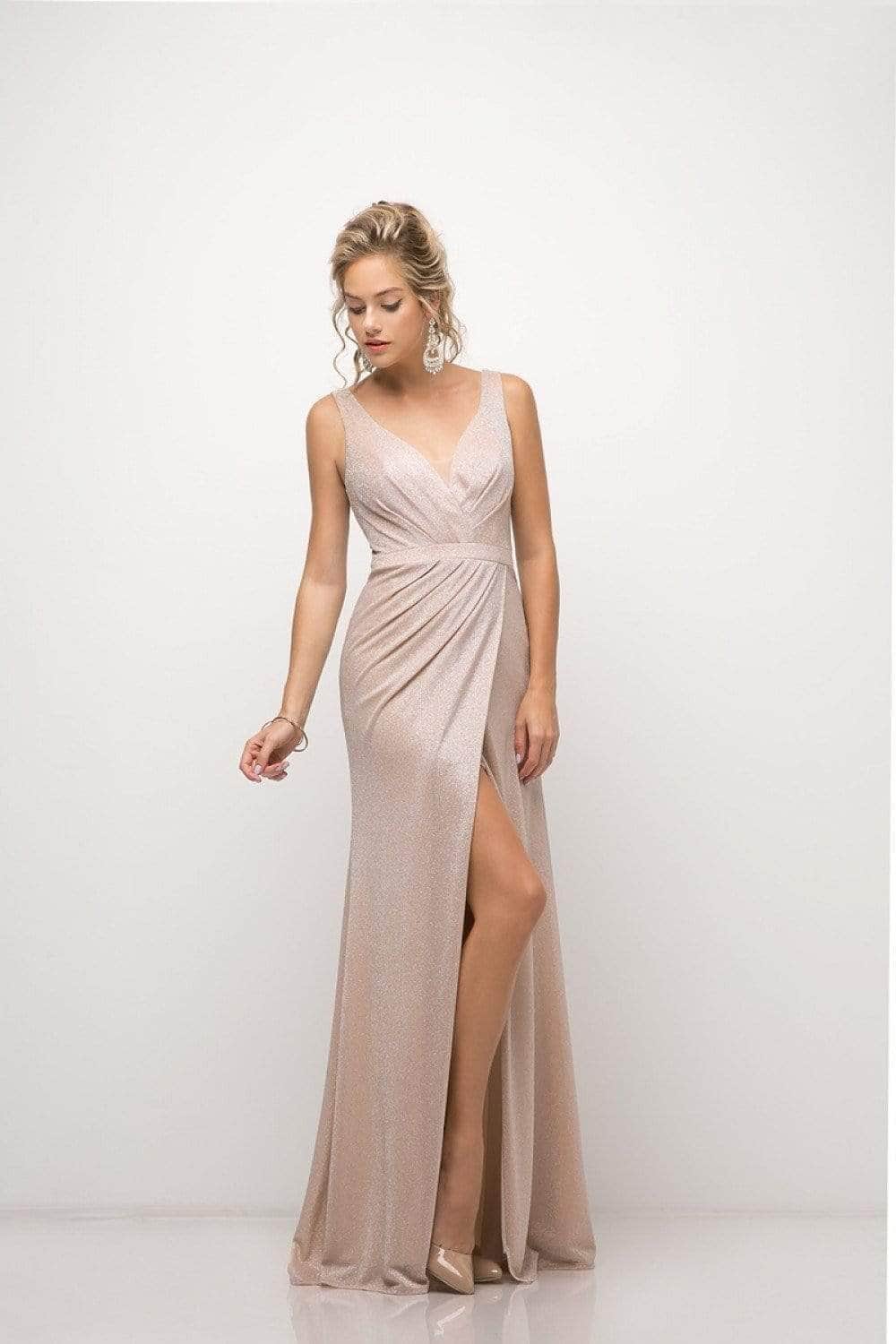 V-Neck Floor-Length Sequin Occasion Fit & Flare LaDivine CH551