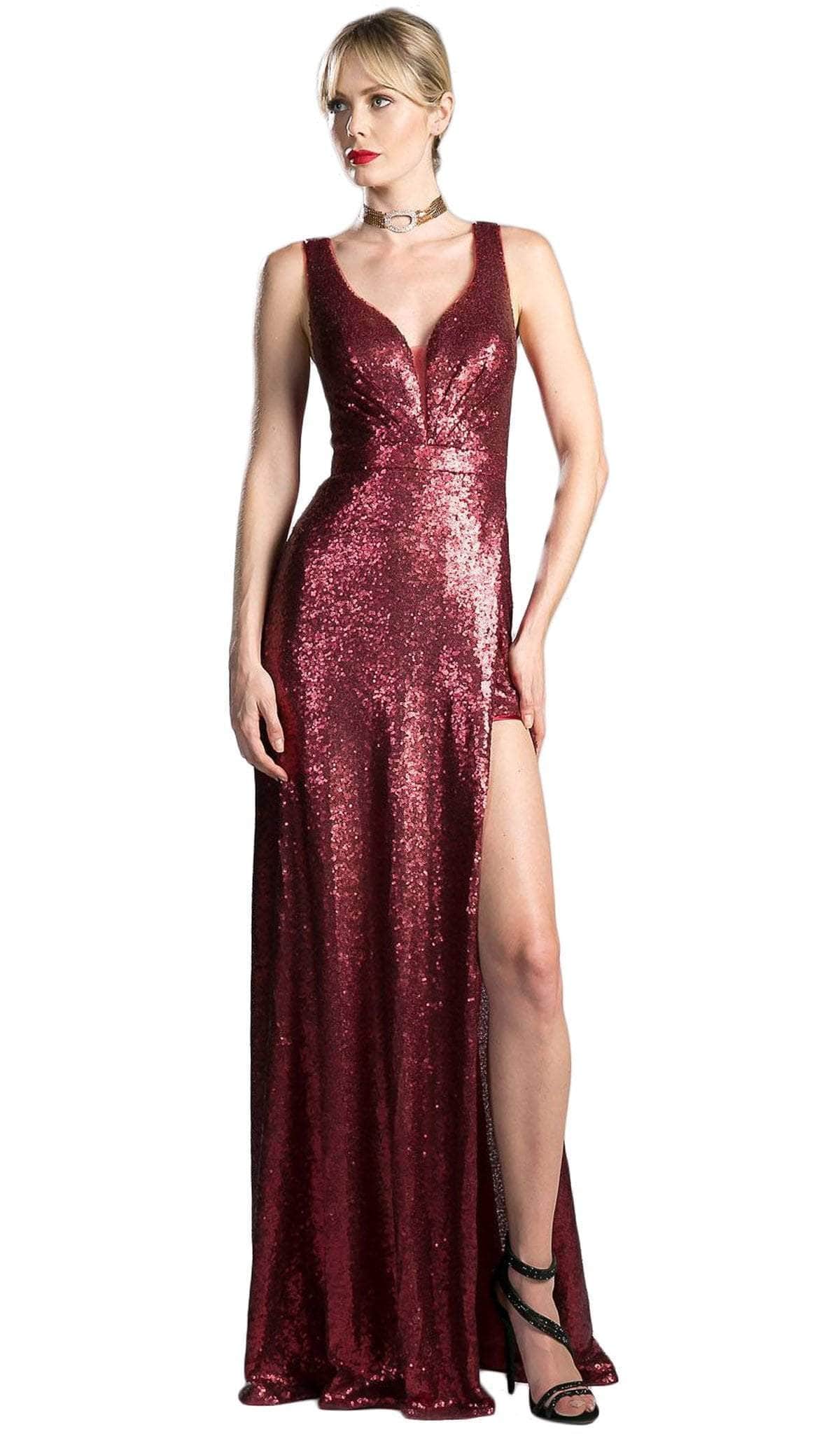 V-Neck Floor-Length Sequin Evening Mermaid LaDivine CH565